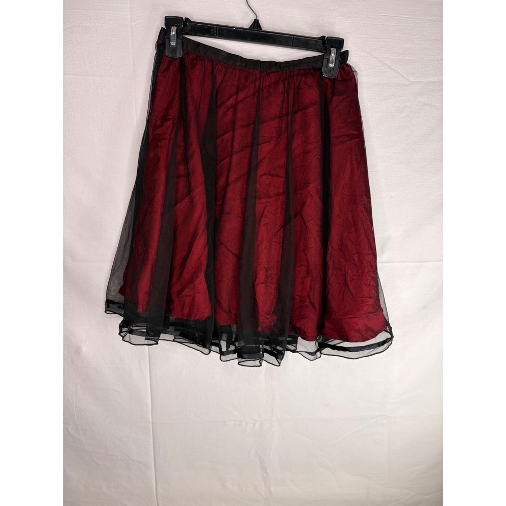 Y2K Candie's Red Black Mesh Overlay A-Line Skirt Gothic Whimsigoth Size 12 Girls